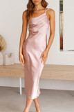 Fashion Celebrities Solid Split Joint Spaghetti Strap A Line Dresses