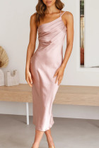 Fashion Celebrities Solid Split Joint Spaghetti Strap A Line Dresses