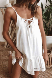 Fashion Solid Hollowed Out Spaghetti Strap Dresses