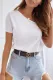 Casual Simplicity Solid Patchwork Asymmetrical Oblique Collar T-Shirts