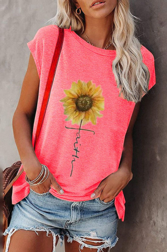 Casual Print Basic O Neck T-Shirts
