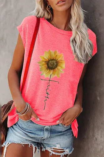 Casual Print Basic O Neck T-Shirts