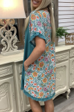Casual Floral Tassel Split Joint O Neck Dresses