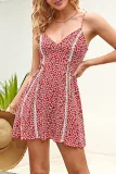 Fashion Street Print Split Joint V Neck A Line Dresses