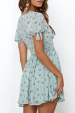 Fashion Street Print Split Joint V Neck A Line Dresses