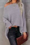 Casual Solid Patchwork One Shoulder Tops