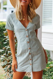 Fashion Street Solid Split Joint V Neck A Line Dresses