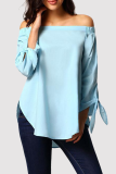 Casual Street Solid Patchwork Strap Design Off the Shoulder Tops
