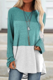Casual Patchwork Basic Contrast O Neck Tops