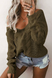 Casual Solid Hollowed Out Patchwork V Neck Tops