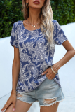 Casual Print Basic O Neck T-Shirts