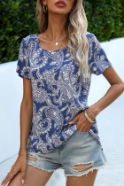 Casual Print Basic O Neck T-Shirts