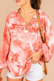 Fashion Sweet Adult Print Tie-dye V Neck Tops