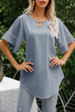Fashion Simplicity Solid Split Joint O Neck T-Shirts