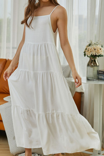 Fashion Living Solid Split Joint Spaghetti Strap Sling Dresses