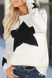 Casual Print Patchwork O Neck Mid Waist Tops