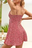 Fashion Street Print Split Joint V Neck A Line Dresses