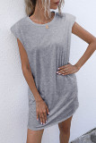 Fashion Casual Striped Patchwork O Neck Pencil Skirt Dresses