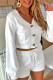 Fashion Street Solid Patchwork V Neck Long Sleeve Two Pieces