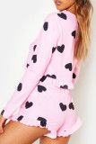 Fashion Living Print Split Joint O Neck Long Sleeve Two Pieces