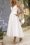 Fashion Street Solid Backless V Neck Princess Dresses