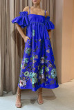 Casual Floral Pocket Off the Shoulder A Line Dresses