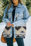 Fashion Casual Geometric Pocket Buckle Turndown Collar Outerwear