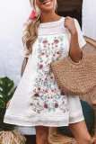 Fashion Street Print Split Joint O Neck Princess Dresses
