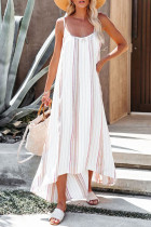 Fashion Street Striped Split Joint Spaghetti Strap Irregular Dresses
