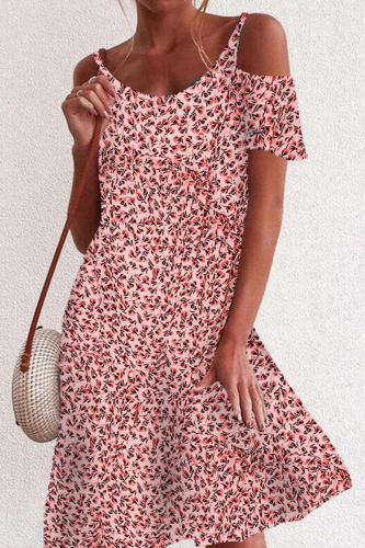 Fashion Elegant Floral Split Joint O Neck A Line Dresses