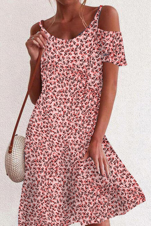 Fashion Elegant Floral Split Joint O Neck A Line Dresses
