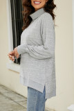 Casual Solid Contrast Half A Turtleneck Tops