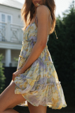 Fashion Elegant Floral Split Joint Stringy Selvedge Strapless A Line Dresses