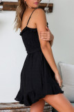 Fashion Street Solid Split Joint Spaghetti Strap A Line Dresses