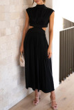 Sweet Elegant Solid Hollowed Out Mandarin Collar A Line Dresses(9 Colors)