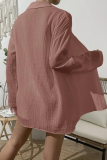 Casual Simplicity Solid Fold Turndown Collar Long Sleeve Two Pieces(8 Colors)