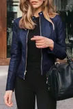 Street Elegant Solid Patchwork Zipper Mandarin Collar Outerwear