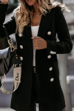 Fashion Elegant Solid Buckle Turn-back Collar Outerwear