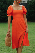 Fashion Casual Solid Slit Square Collar Dresses