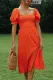 Fashion Casual Solid Slit Square Collar Dresses