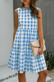 Fashion Street Plaid Split Joint O Neck Princess Dresses