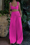 Casual Solid Frenulum Square Collar Sleeveless Two Pieces