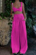 Casual Solid Frenulum Square Collar Sleeveless Two Pieces