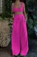 Casual Solid Frenulum Square Collar Sleeveless Two Pieces