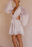 Spring And Summer Print Tie V-neck Dress