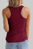 Fashion Sportswear Solid Split Joint U Neck Tops