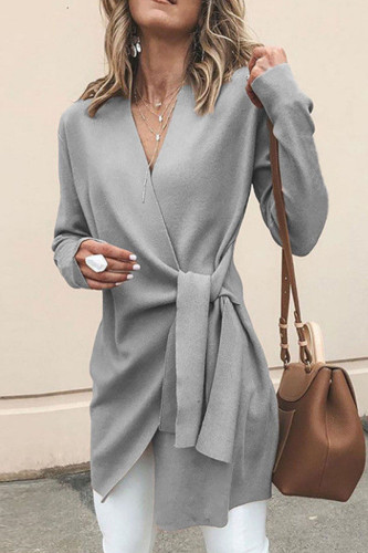 Casual Solid Patchwork V Neck Outerwear(4 Colors)