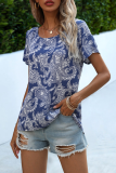 Casual Print Basic O Neck T-Shirts