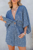 Fashion Elegant Striped Print Strap Design V Neck Loose Rompers