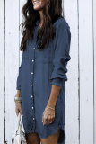 Casual Solid Tassel Turndown Collar Shirt Dress Dresses